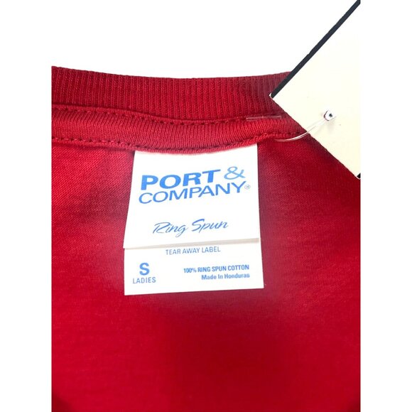 Port & Company Red V-Neck T-Shirt Small Unisex Basic Cotton Tee New - Picture 4 of 7
